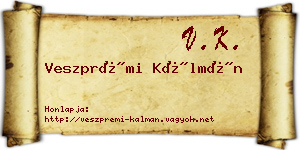 Veszprémi Kálmán névjegykártya